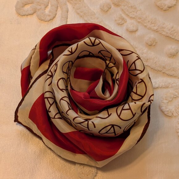 VINTAGE 1960s S M Kent Avon President's Club scarf EUC cream brown orange - Picture 5 of 7